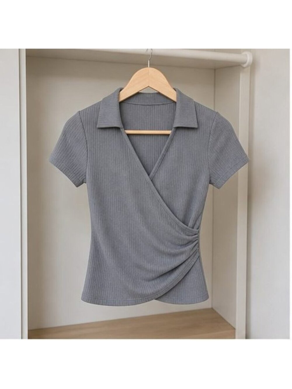 Gray Puff Sleeve Top